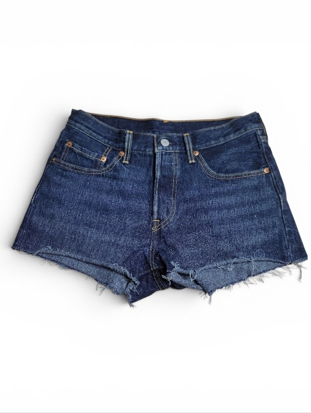 Levi's Dark Indigo Denim Cutoff Shorts - Picture 3 of 3
